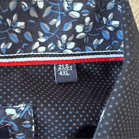 Men’s 4X Cotton Button Down Dress Shirt- Navy Micro Dot - Picture 5 of 10